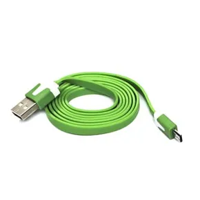 USB Kabel (2.0), USB A M - microUSB M, 1m, flach, grün, Logo, Blister
